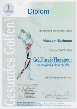 Osteo GolfPhysioTherap Urkunde