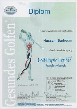Osteo GolfPhysioTrainer Sportphysio Urkunde